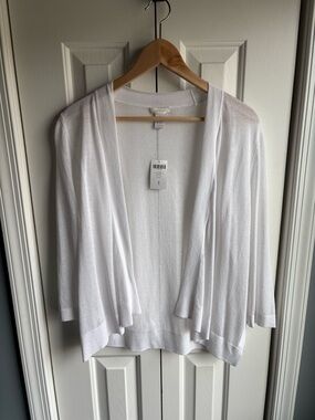 Chico's Womens Monroe Cardigan Sweater White Open Front Size 1 (M/8) NWT